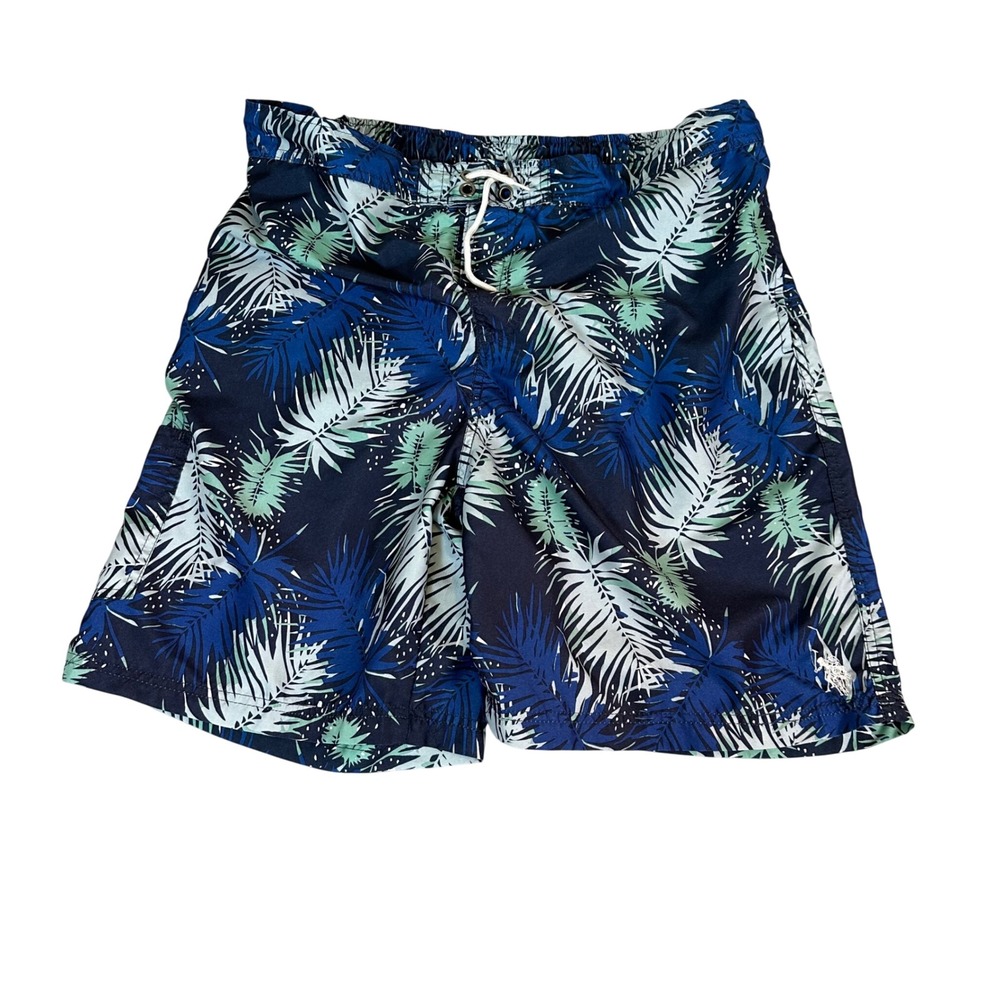 US Polo Assn Mens XXL Swim Trunks Navy Blue Green Tropical Palm Leaf Shorts